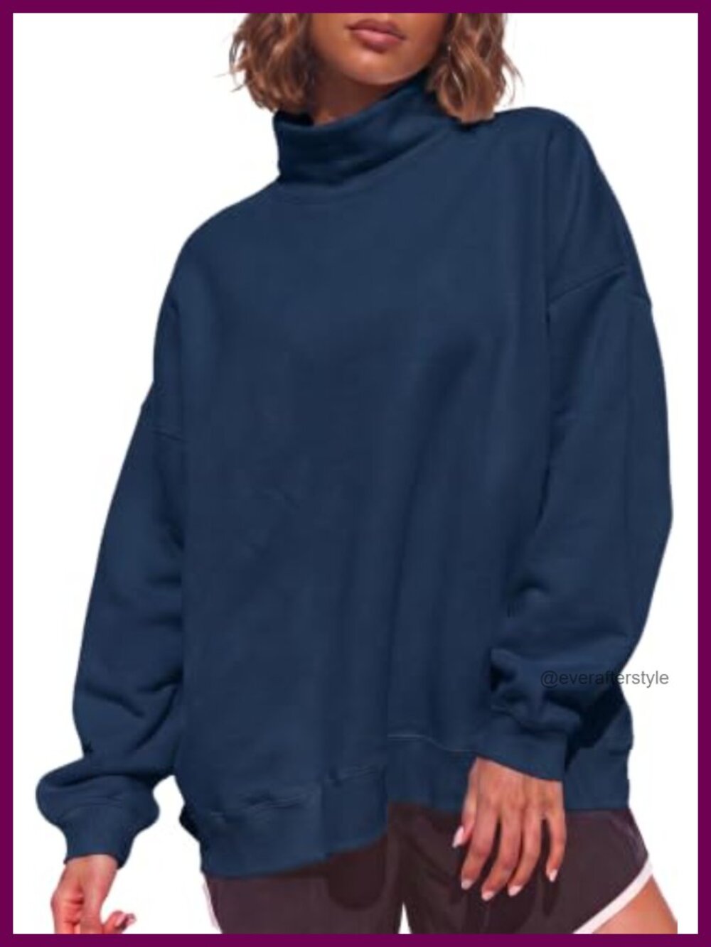 Mock Neck Fleece Lined Sweatshirt Cotton Polyester Pullover